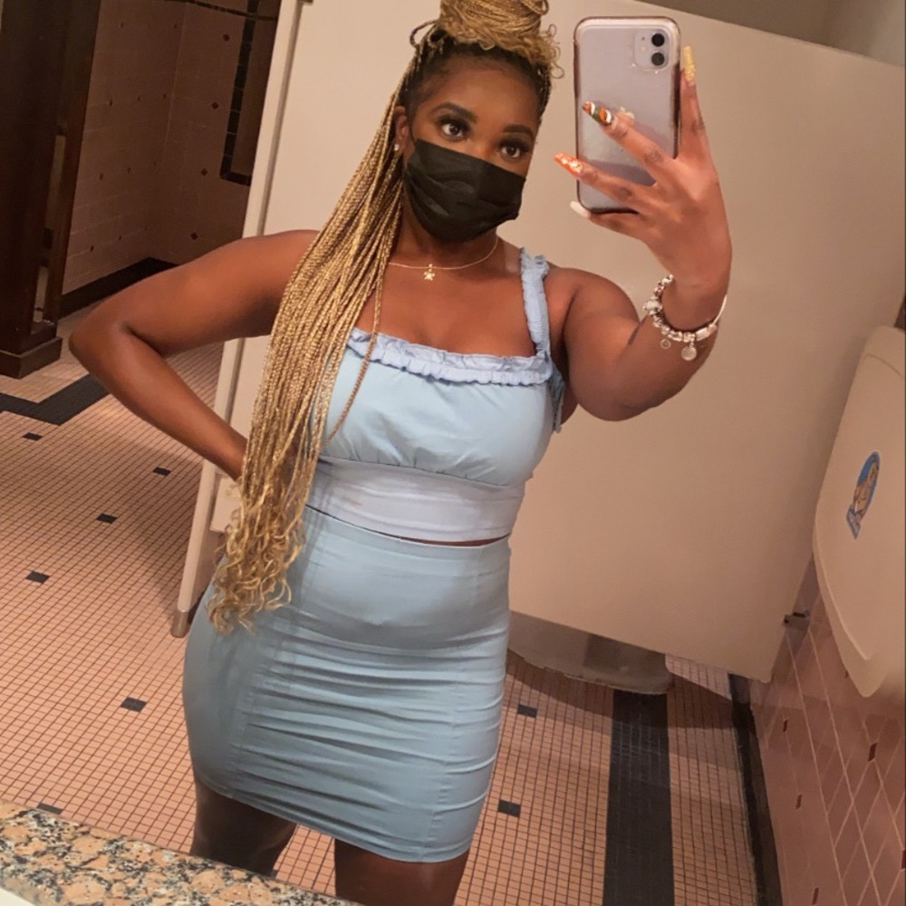 Blue skirt set